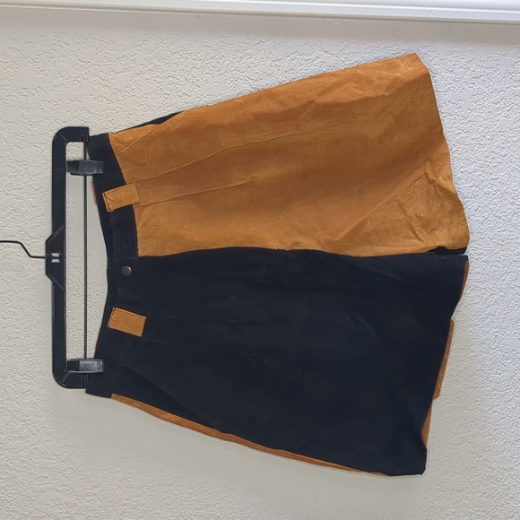 Brandon Thomas Pants - Brandon Thomas Vintage 90s Leather Shorts Size 12 Two-Tone High-Waisted …